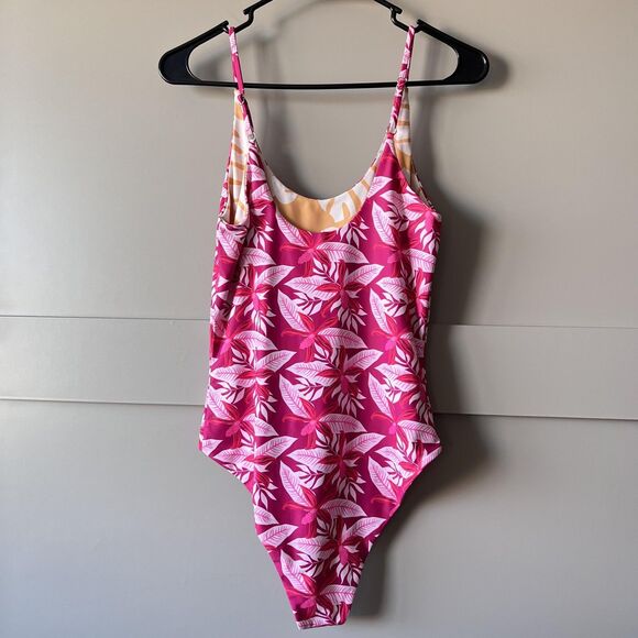 Sweet Honey Hawaii Reversible One Piece Swimsuit Women Medium Monstera Floral - Picture 2 of 9
